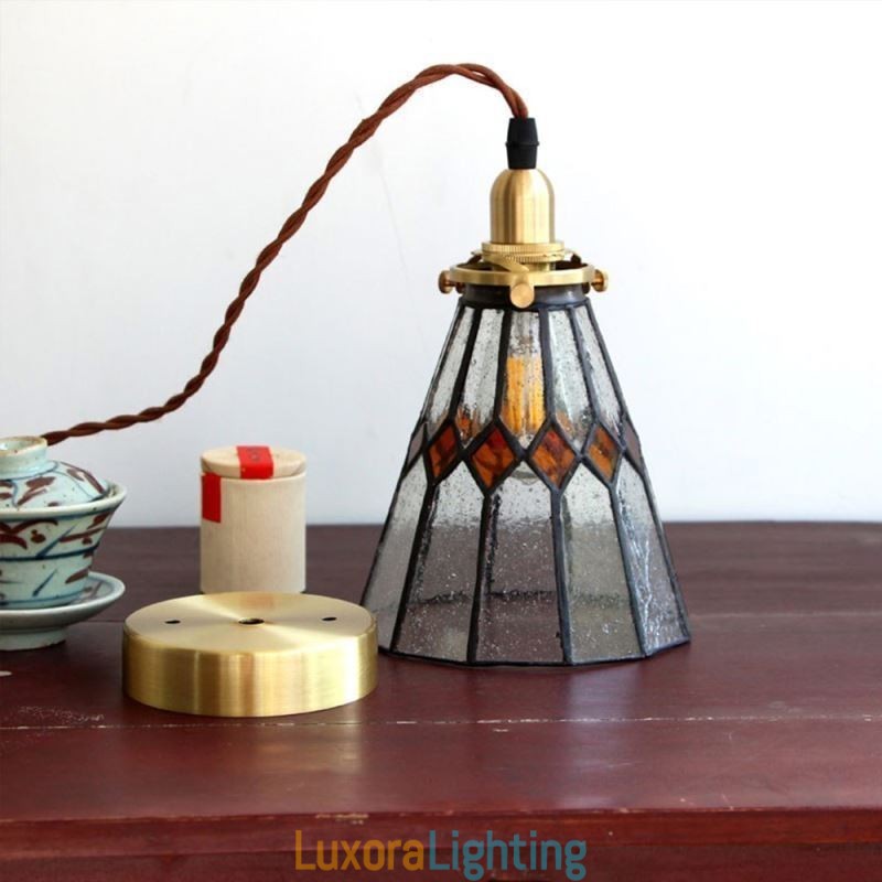 Designer Touch Decorative Rustic Ceiling Light Stained Glass Pendant Light