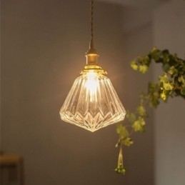 Designer Touch Decorative Clear Diamond Ribbed Glass Pendant Light