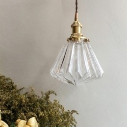 Designer Touch Decorative Clear Diamond Ribbed Glass Pendant Light