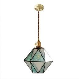 Designer Touch Decorative Geometric Colored Glass Farmhouse Pendant Light