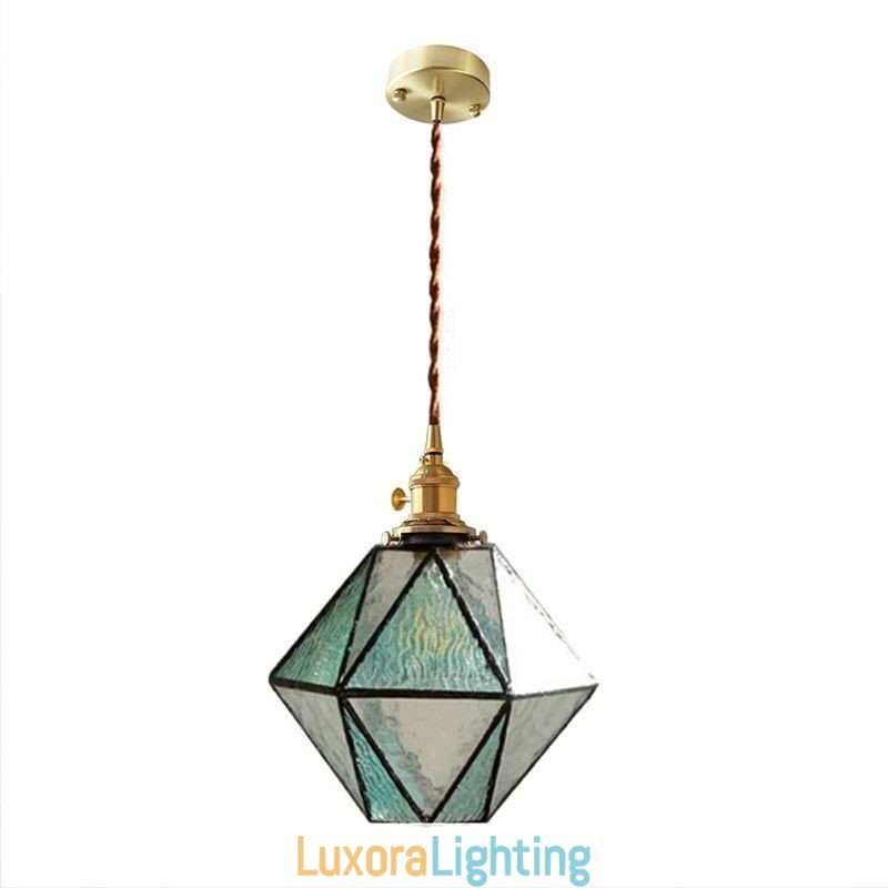 Designer Touch Decorative Geometric Colored Glass Farmhouse Pendant Light