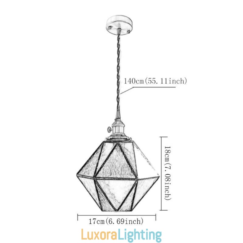 Designer Touch Decorative Geometric Colored Glass Farmhouse Pendant Light