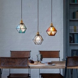 Designer Touch Decorative Geometric Colored Glass Farmhouse Pendant Light