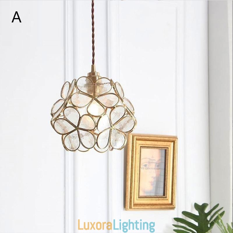 Designer Touch Decorative Nordic Creative Pendant Light Glass Home Lighting Petal Shape Lamp Bedside Lamp