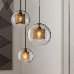 Designer Touch Decorative Nordic Pendant Light Glass Home Lighting Round Ball Shape Lamp Bedside Lamp