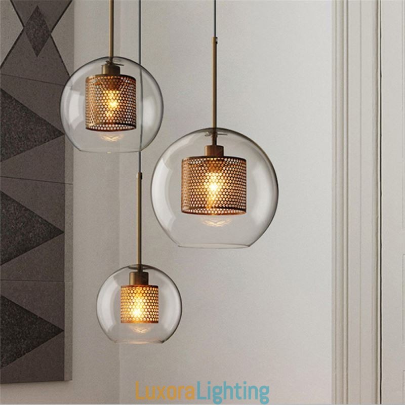 Designer Touch Decorative Nordic Pendant Light Glass Home Lighting Round Ball Shape Lamp Bedside Lamp