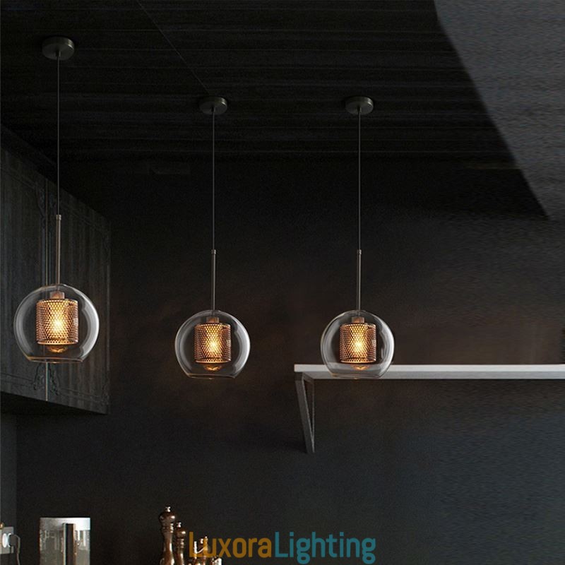 Designer Touch Decorative Nordic Pendant Light Glass Home Lighting Round Ball Shape Lamp Bedside Lamp