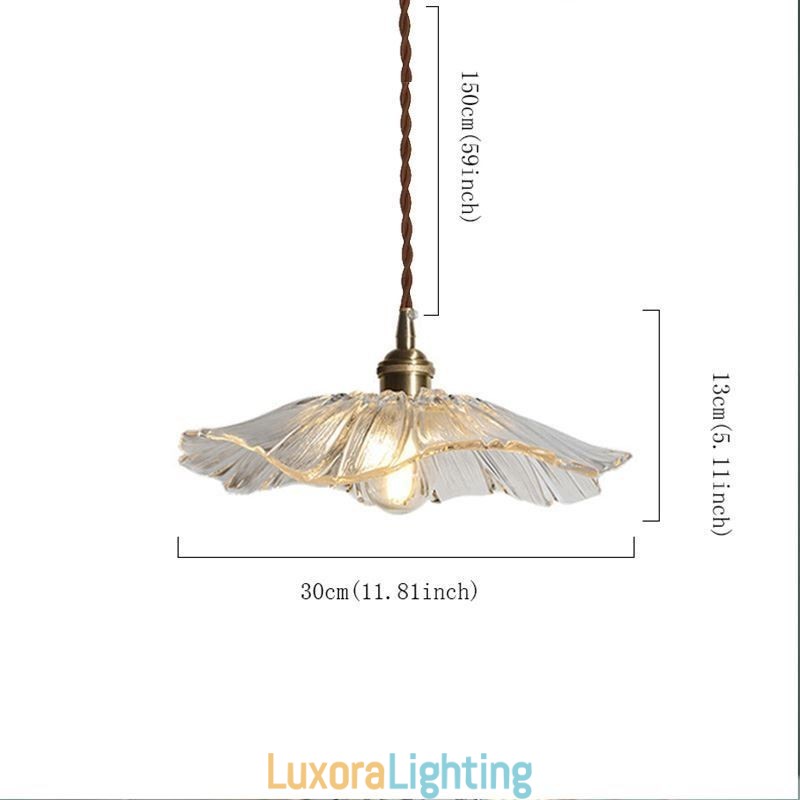 Designer Touch Decorative Lotus Leaf Ribbed Clear Glass Pendant Light Homestay Lamp