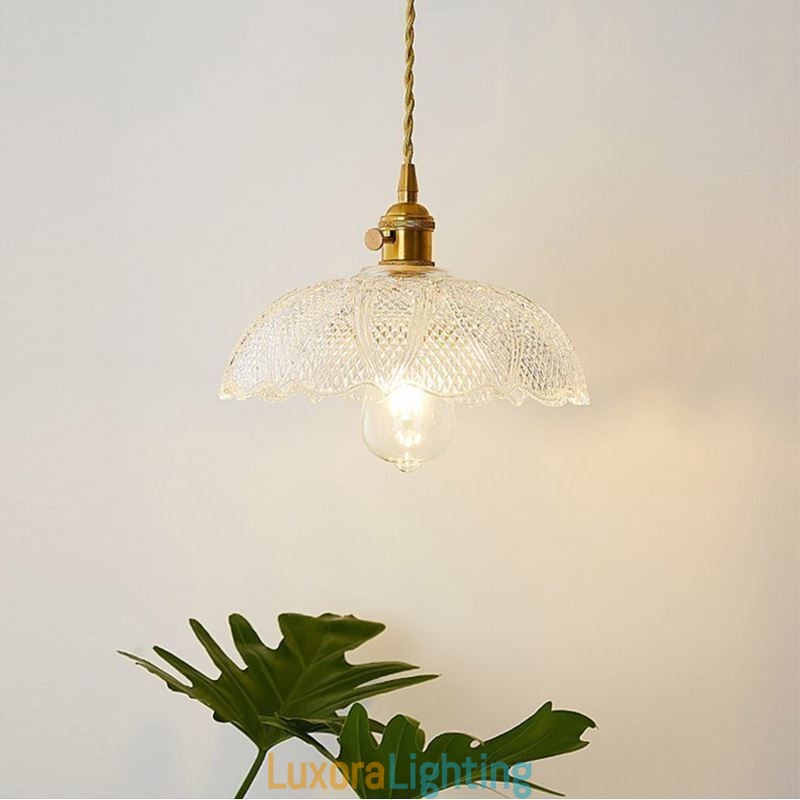 Designer Touch Decorative Large Clear Ribbed Glass Ceiling Light Home Lighting With Twist Switch Lamp Soothing Warmth Light