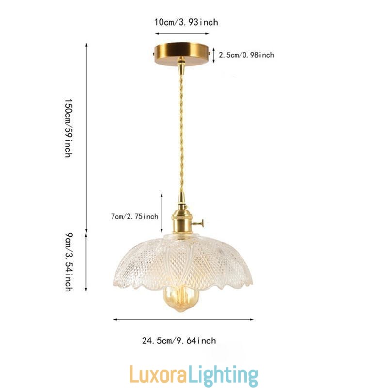 Designer Touch Decorative Large Clear Ribbed Glass Ceiling Light Home Lighting With Twist Switch Lamp Soothing Warmth Light