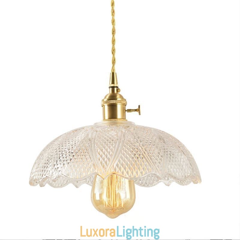 Designer Touch Decorative Large Clear Ribbed Glass Ceiling Light Home Lighting With Twist Switch Lamp Soothing Warmth Light