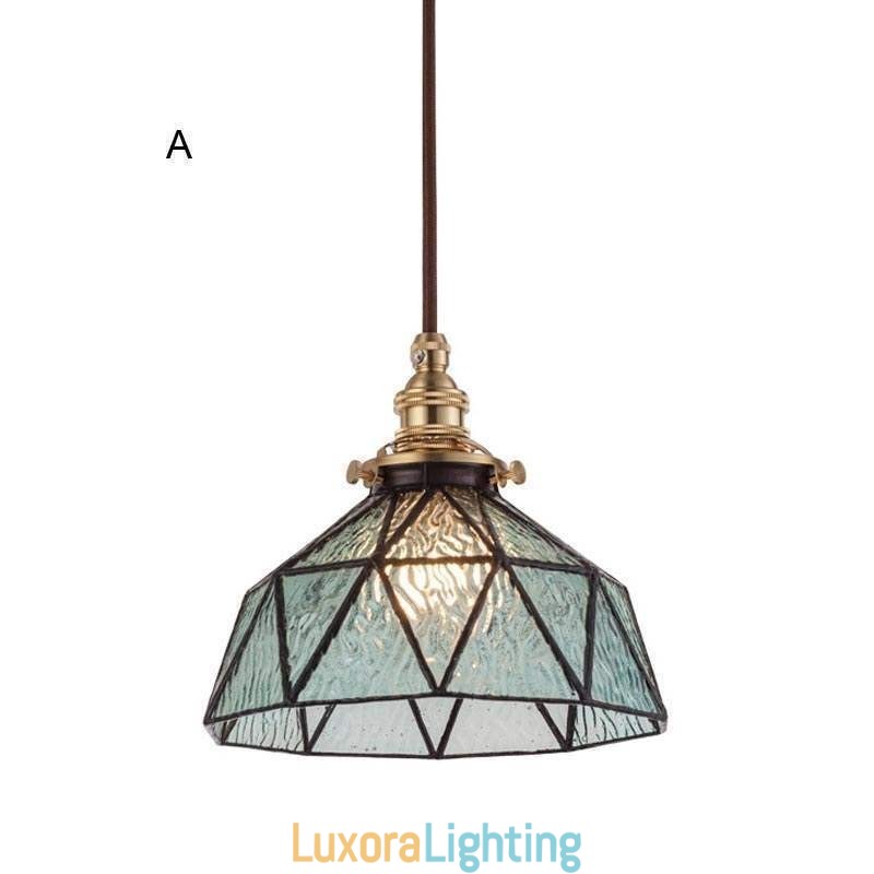 Designer Touch Decorative Geometric Stained Glass Pendant Light