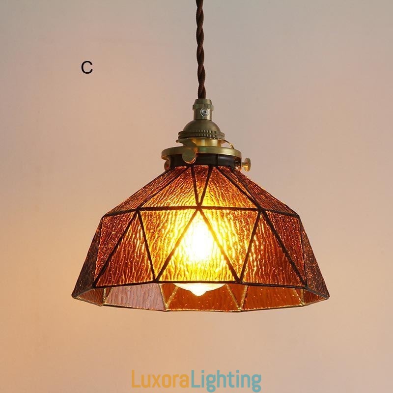 Designer Touch Decorative Geometric Stained Glass Pendant Light