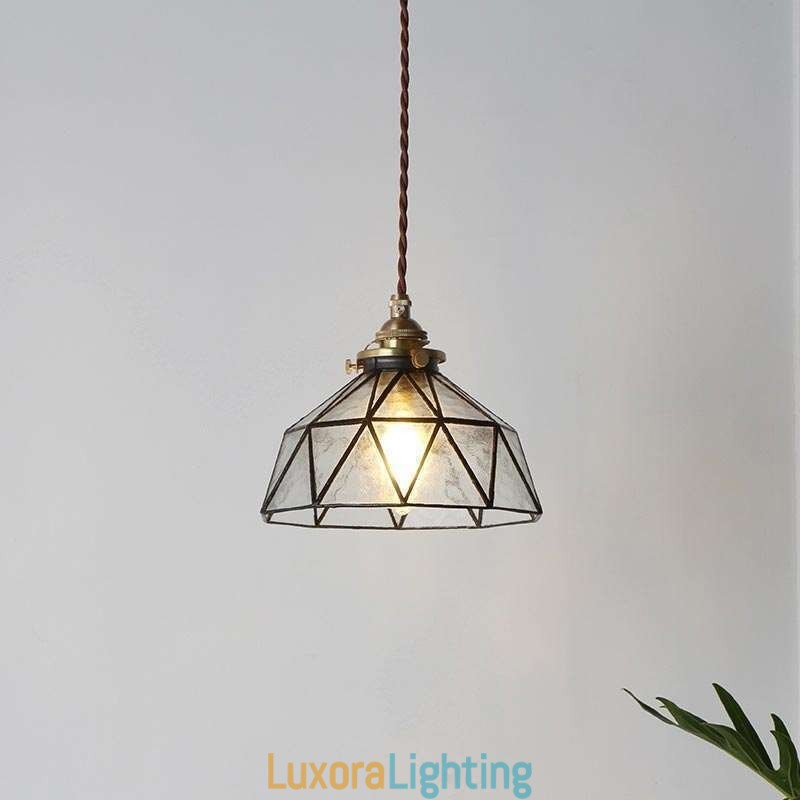 Designer Touch Decorative Geometric Stained Glass Pendant Light