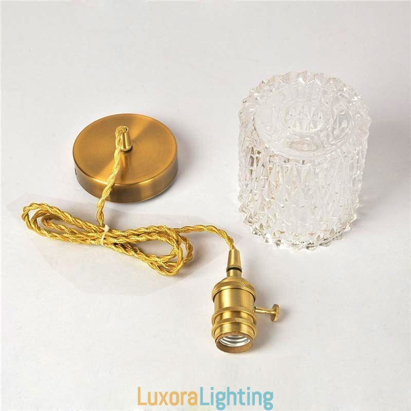 Designer Touch Decorative Jelly Jar Light Fixture Ribbed Glass Pendant Light