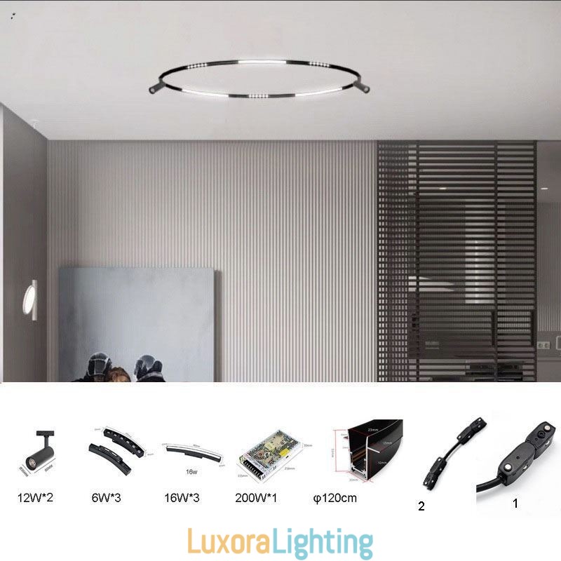 Designer Touch Decorative Circular Track Light System Magnetic Recessed Track Lighting Fixture 120cm