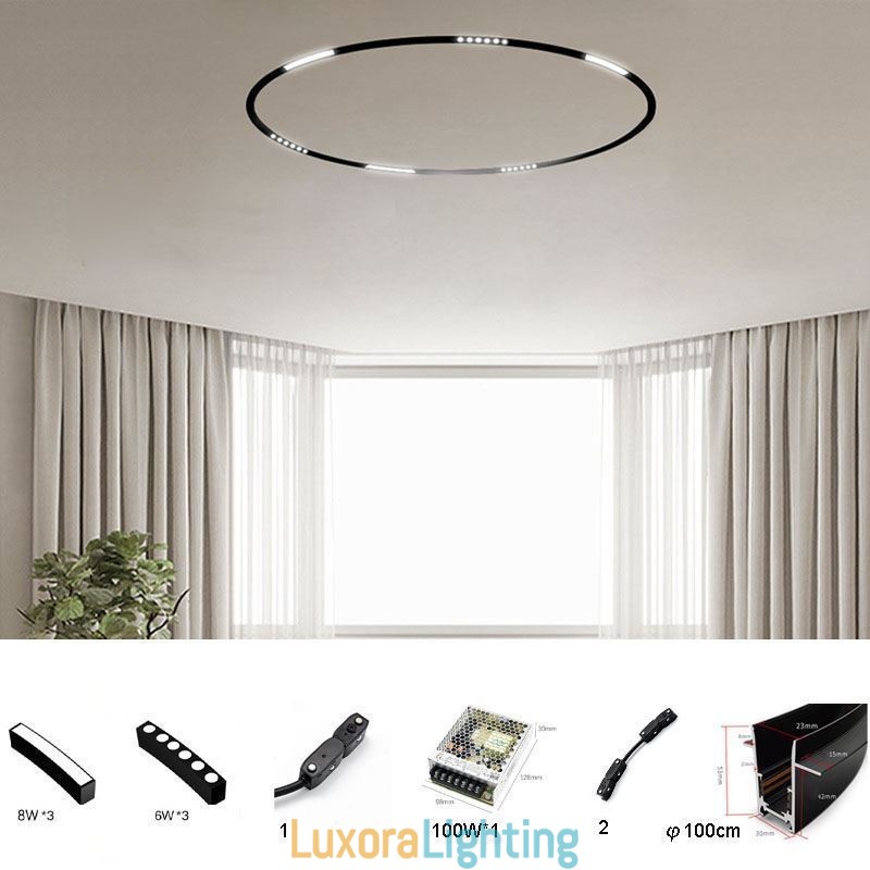 Designer Touch Decorative Circular Track Light Magnetic Recessed Spotlight Light 100cm