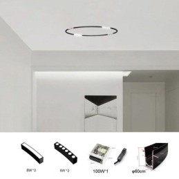 Designer Touch Decorative Circular Track Light Magnetic Recessed Spotlight Light 60cm