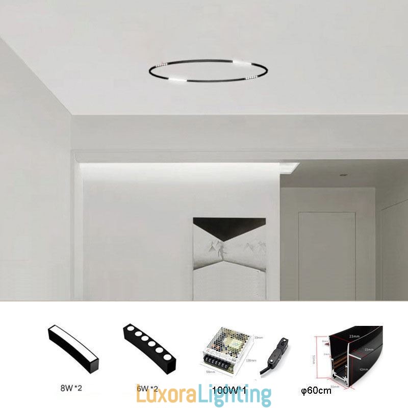 Designer Touch Decorative Circular Track Light Magnetic Recessed Spotlight Light 60cm