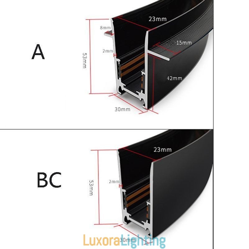 Designer Touch Decorative Recessed Track Lighting Rails Round Magnetic Aluminum Track Strips