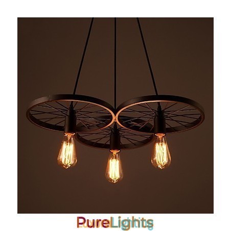Designer Touch Decorative Loft Retro Pendant Lamps American country wrought iron Chandelier industrial style wheels