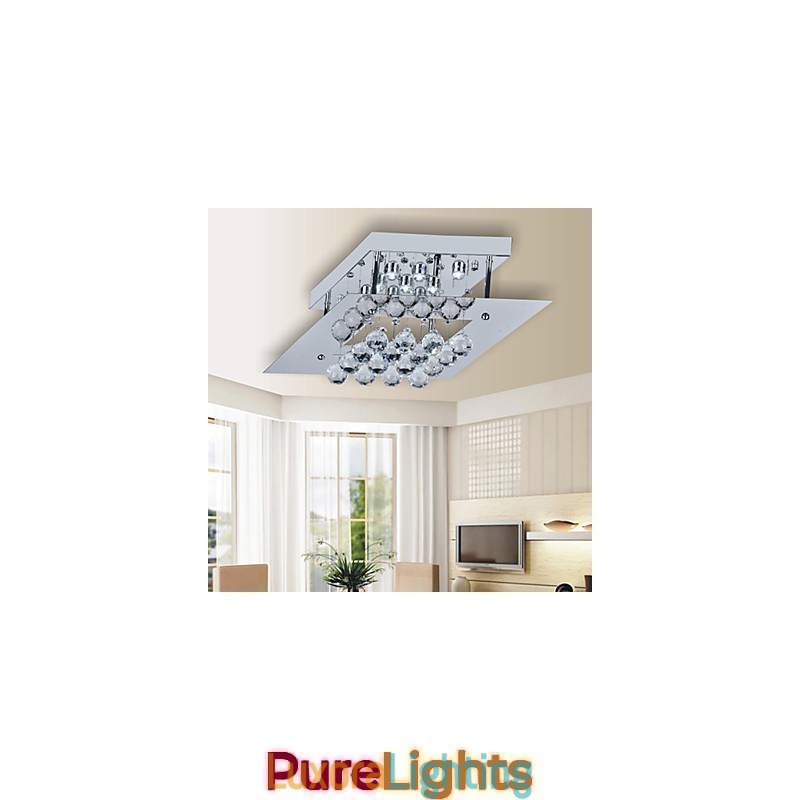 Designer Touch Decorative Modern Contemporary Crystal Electroplated Metal Flush Mount