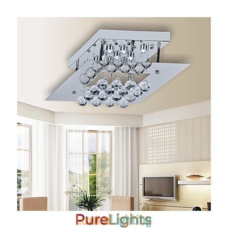 Designer Touch Decorative Modern Contemporary Crystal Electroplated Metal Flush Mount