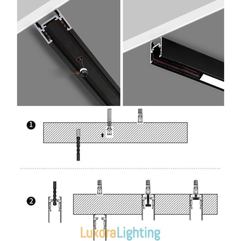 Designer Touch Decorative Recessed Track Lighting Rails Magnetic Aluminum Track Surface Profile Ultra Thin Track Light Strip 100cm