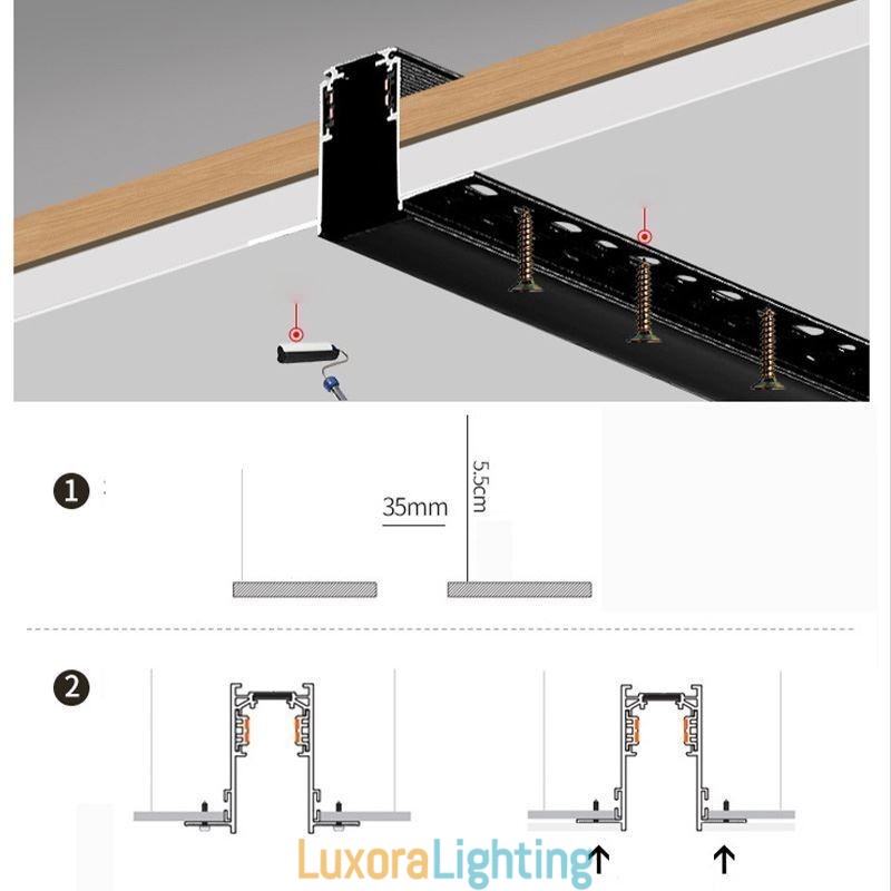 Designer Touch Decorative Recessed Track Lighting Rails Magnetic Aluminum Track Surface Profile Ultra Thin Track Light Strip 100cm