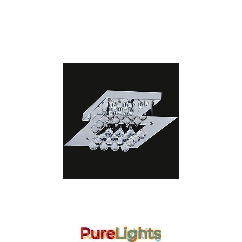 Designer Touch Decorative Modern Contemporary Crystal Electroplated Metal Flush Mount