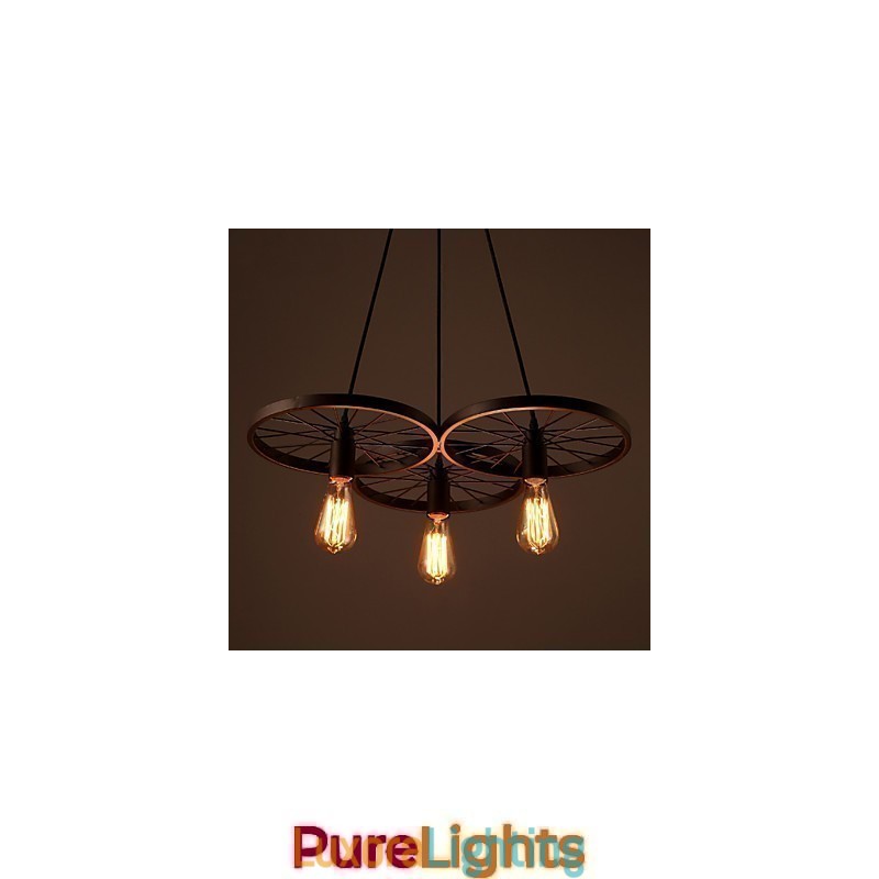 Designer Touch Decorative Loft Retro Pendant Lamps American country wrought iron Chandelier industrial style wheels
