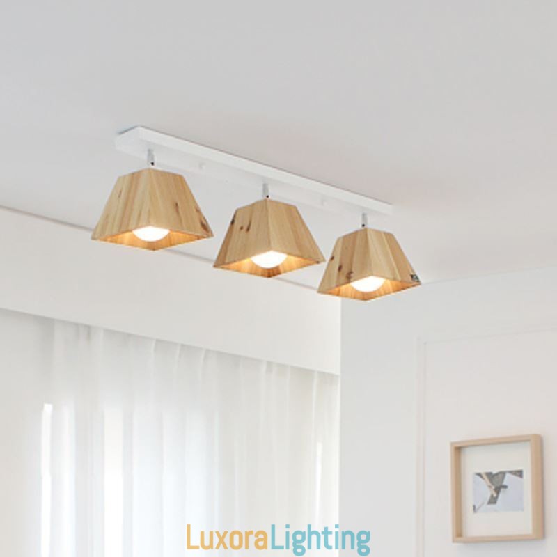 Designer Touch Decorative Nordic Wooden Spotlight Four Prism Rotatable Ceiling Spotlight