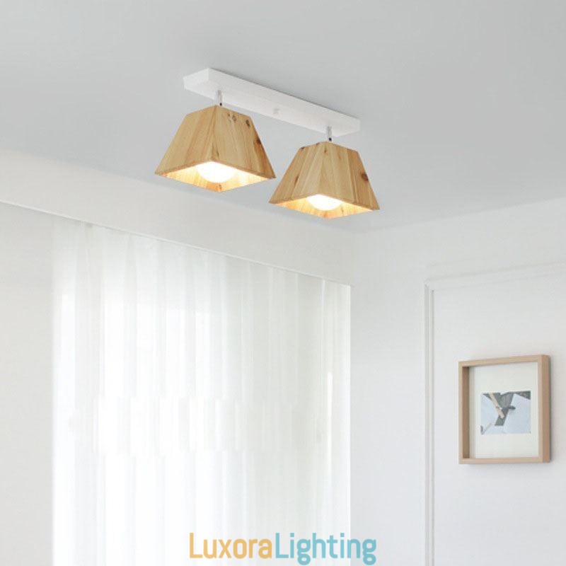 Designer Touch Decorative Nordic Wooden Spotlight Four Prism Rotatable Ceiling Spotlight