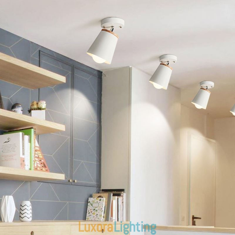 Designer Touch Decorative Nordic Iron Spotlight Wooden Simple Ceiling Light(Single Light)