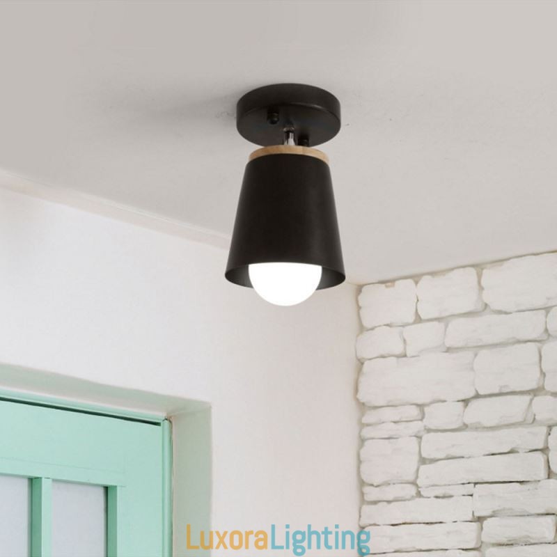 Designer Touch Decorative Nordic Iron Spotlight Wooden Simple Ceiling Light(Single Light)