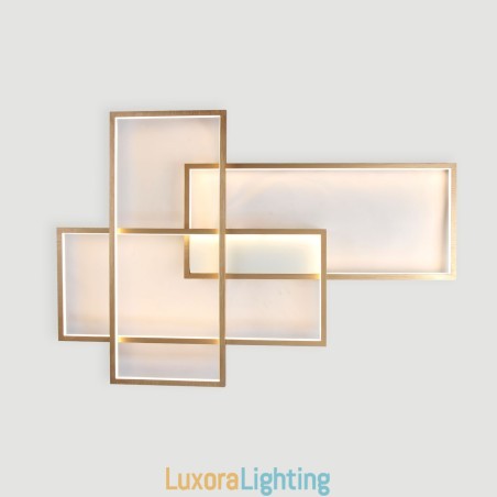Designer Touch Decorative Gold Modern Comtemporary Alumilium Painting Ceiling Light Flush Mount Light with Remoter Dimmer (Can Also be Used as Wall Light)