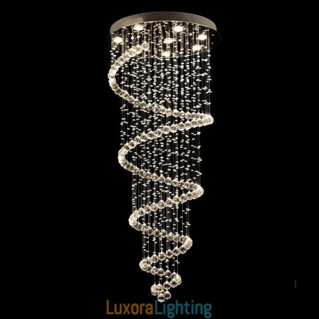 Designer Touch Decorative Spiral Modern K9 Crystal Ceiling Pendant Light Indoor Chandelier Lighting Fixtures for Stairs High Ceiling