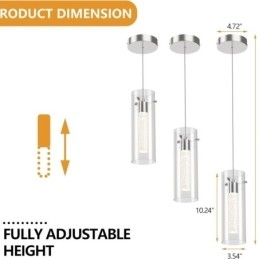 Designer Touch Decorative 3 Light Artistic Pendant Light with Glass Shades G4 Bulb Base