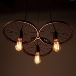 Designer Touch Decorative Loft Retro Pendant Lamps American country wrought iron Chandelier industrial style wheels
