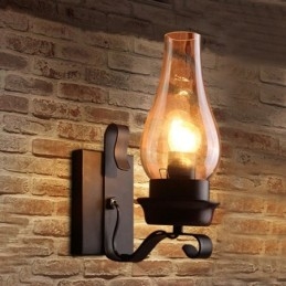 Designer Touch Decorative Retro Rustic Nordic Glass Wall Lamp Bedroom Bedside Wall Sconce Vintage Industrial Wall Light Fixtures