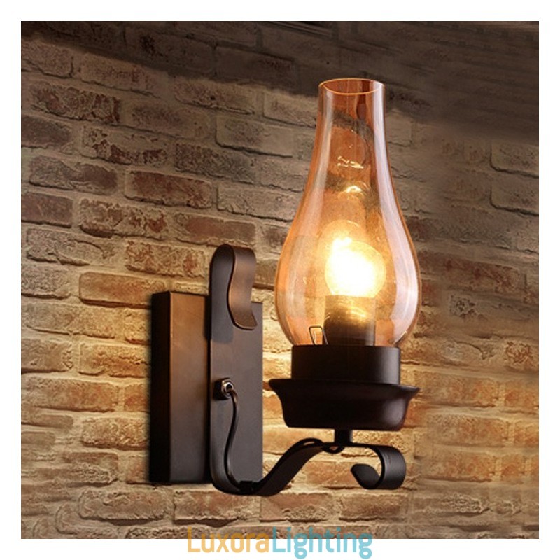 Designer Touch Decorative Retro Rustic Nordic Glass Wall Lamp Bedroom Bedside Wall Sconce Vintage Industrial Wall Light Fixtures