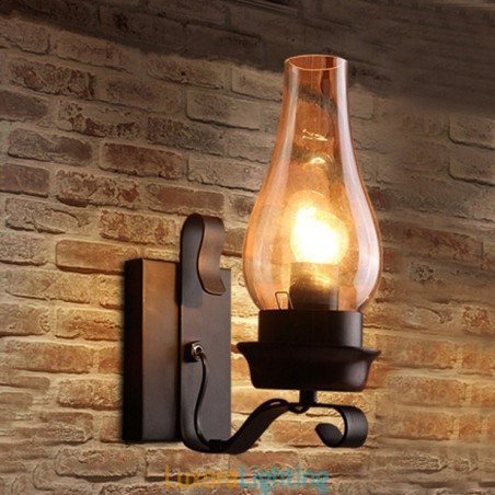 Designer Touch Decorative Retro Rustic Nordic Glass Wall Lamp Bedroom Bedside Wall Sconce Vintage Industrial Wall Light Fixtures