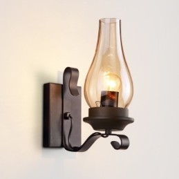 Designer Touch Decorative Retro Rustic Nordic Glass Wall Lamp Bedroom Bedside Wall Sconce Vintage Industrial Wall Light Fixtures