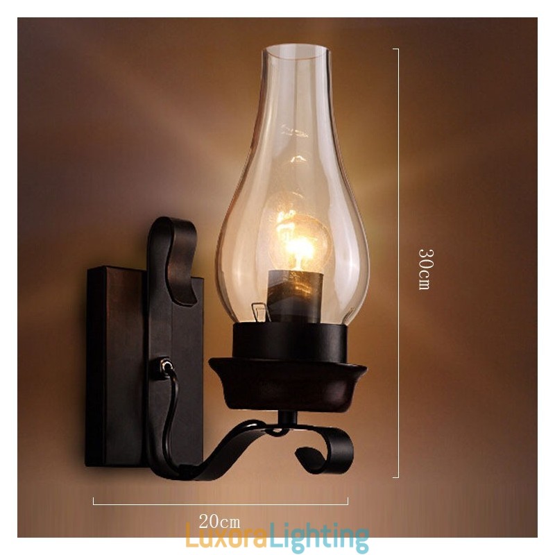 Designer Touch Decorative Retro Rustic Nordic Glass Wall Lamp Bedroom Bedside Wall Sconce Vintage Industrial Wall Light Fixtures