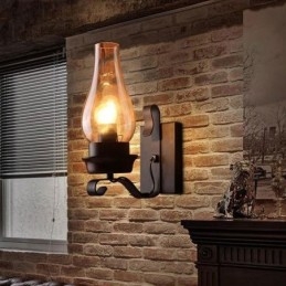 Designer Touch Decorative Retro Rustic Nordic Glass Wall Lamp Bedroom Bedside Wall Sconce Vintage Industrial Wall Light Fixtures