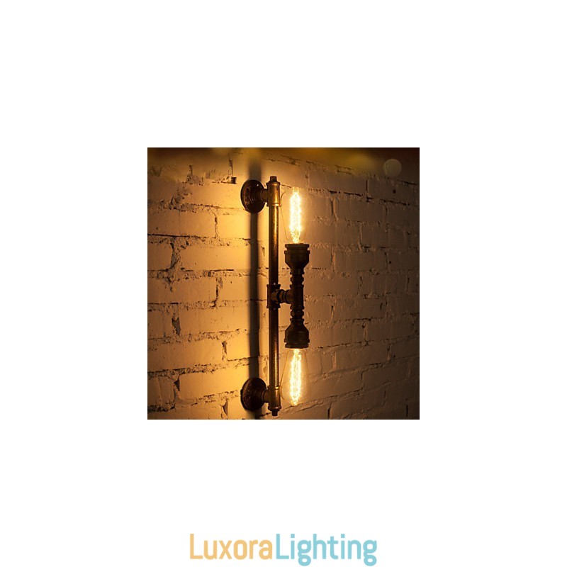 Designer Touch Decorative Wroguht Iron Water Pipe Wall Lamp Vintage Aisle Lights Loft Iron Wall Lamp Edison Incandescent Light Bulb FJ DB2 046A0