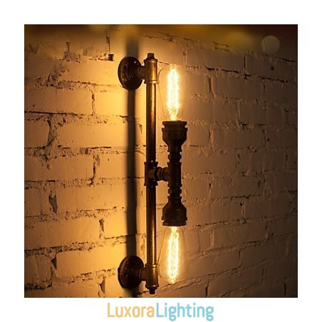 Designer Touch Decorative Wroguht Iron Water Pipe Wall Lamp Vintage Aisle Lights Loft Iron Wall Lamp Edison Incandescent Light Bulb FJ DB2 046A0