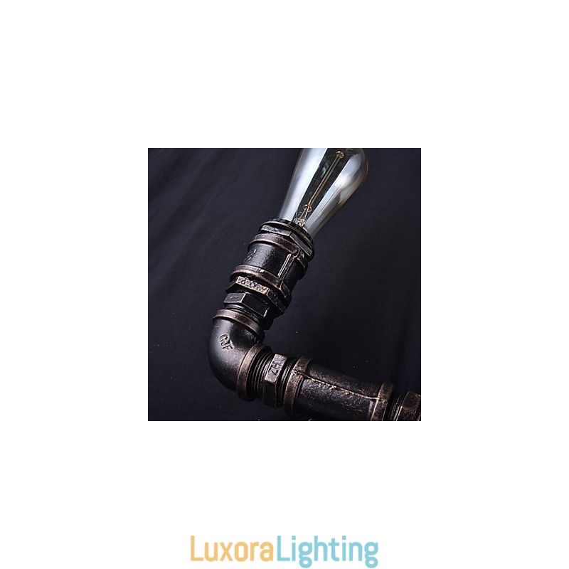 Designer Touch Decorative 2 Lights Vintage Metal Water Pipe Wall Lamp With Edison Bulb