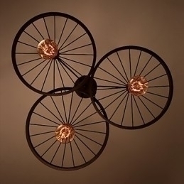 Designer Touch Decorative Loft Retro Pendant Lamps American country wrought iron Chandelier industrial style wheels