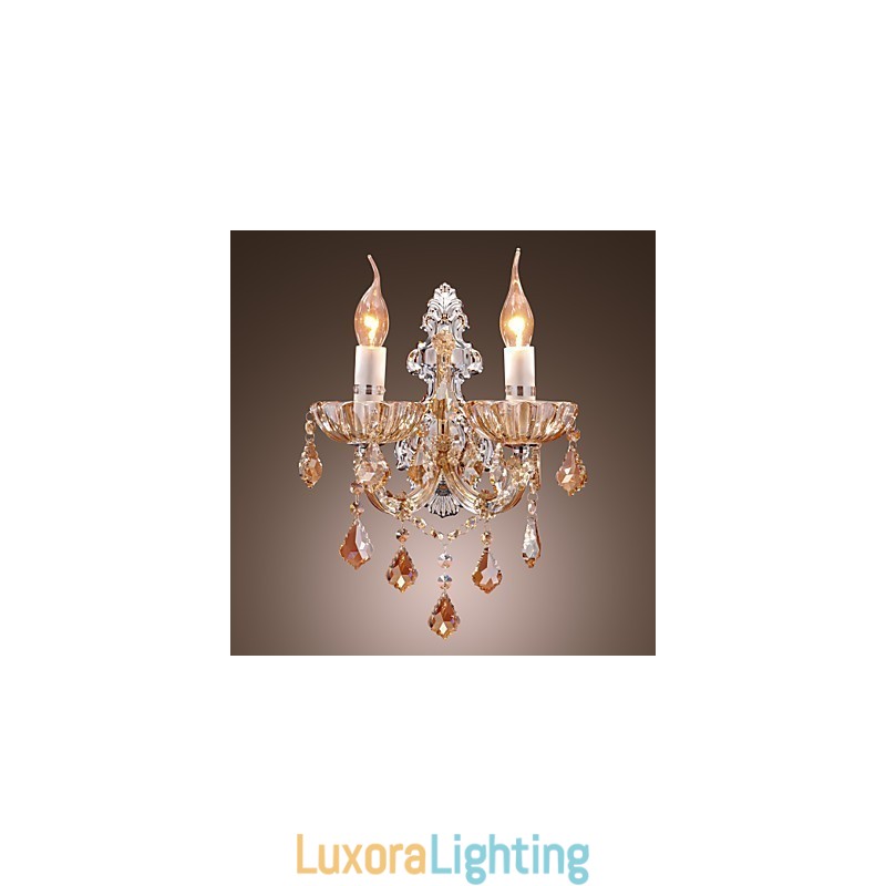 Designer Touch Decorative Elegant Crystal Wall Light with 2 Lights